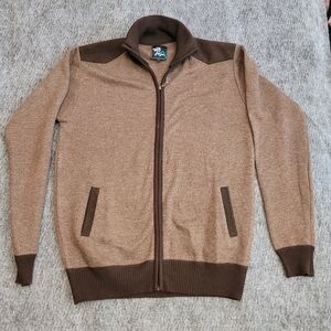 The North Pole Full Zip Sweater Mens Brown Front Pockets Size Large